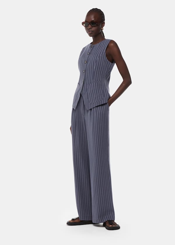 Navy Lottie Pinstripe Pants 