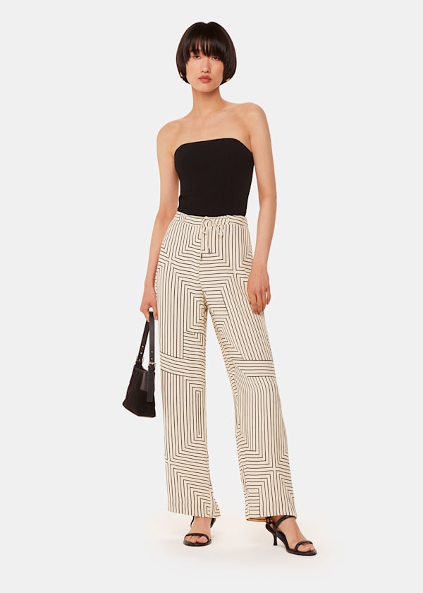 Ivory Angled Stripe Trouser
