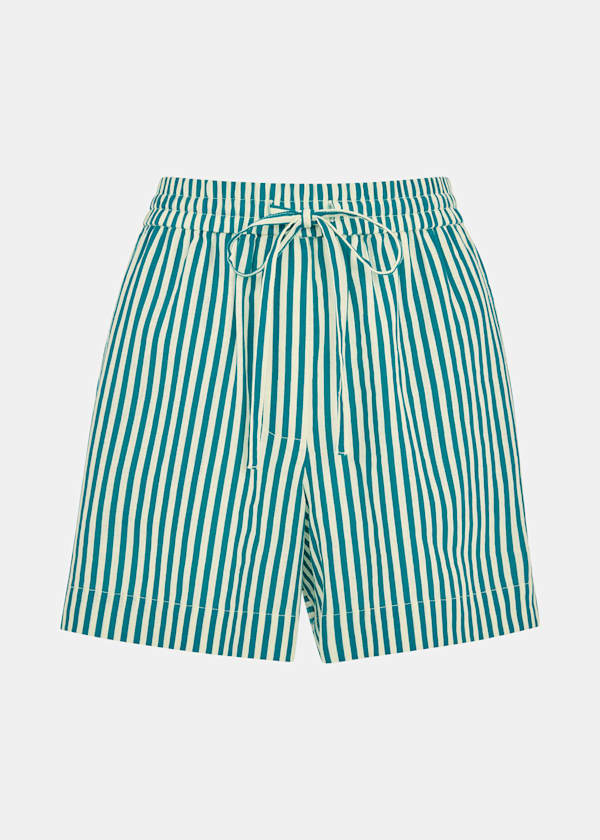 Green Stripe Linen Blend Short