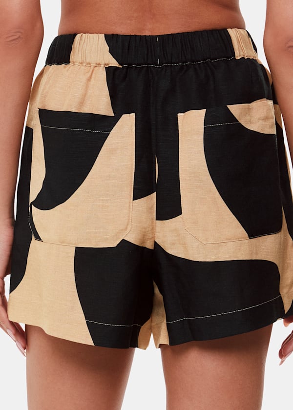 Black Swirl Linen Blend Short