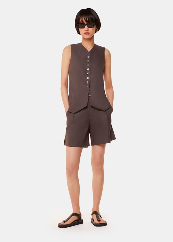Dark Grey Mila Linen Blend Short