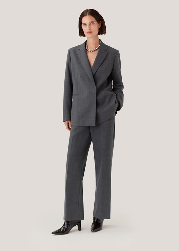 Grey Marl Natalie Wool Blend Pants 
