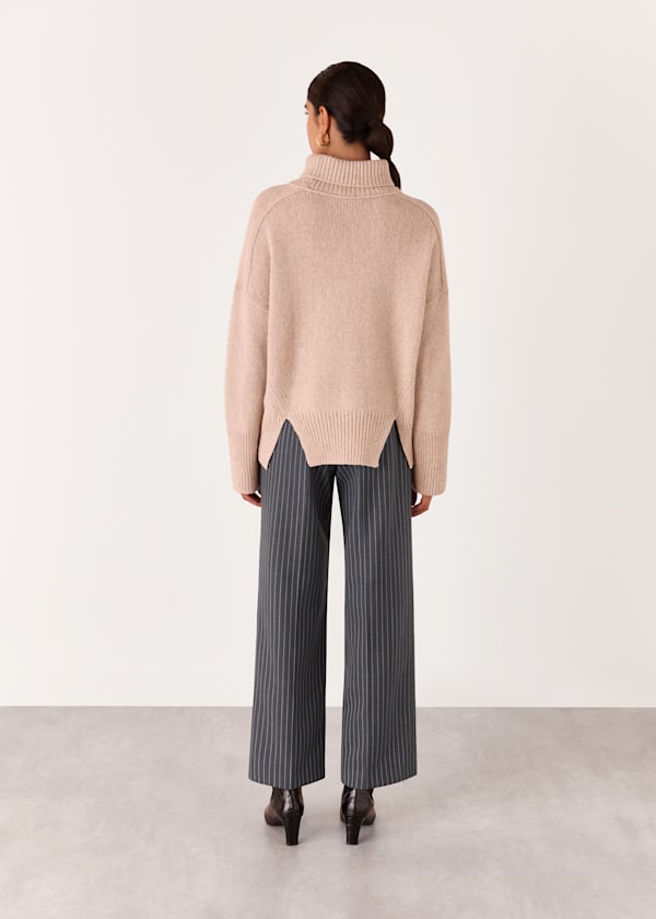 Grey Isla Pinstripe Wool Trouser