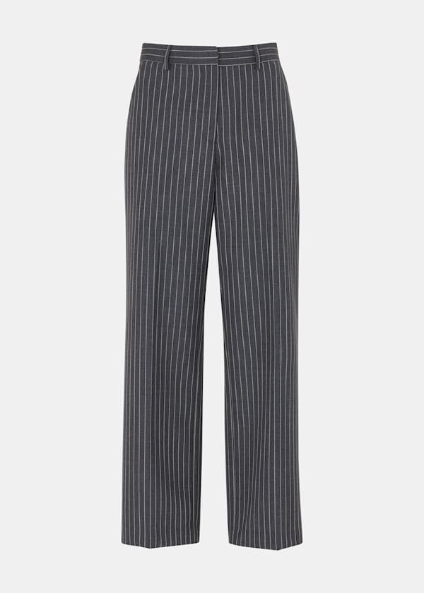 Grey Isla Pinstripe Wool Trouser