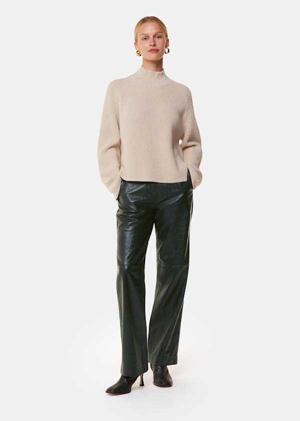 Dark Green Delia Croc Leather Trouser