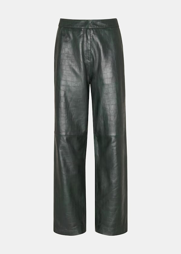 Dark Green Delia Croc Leather Trouser