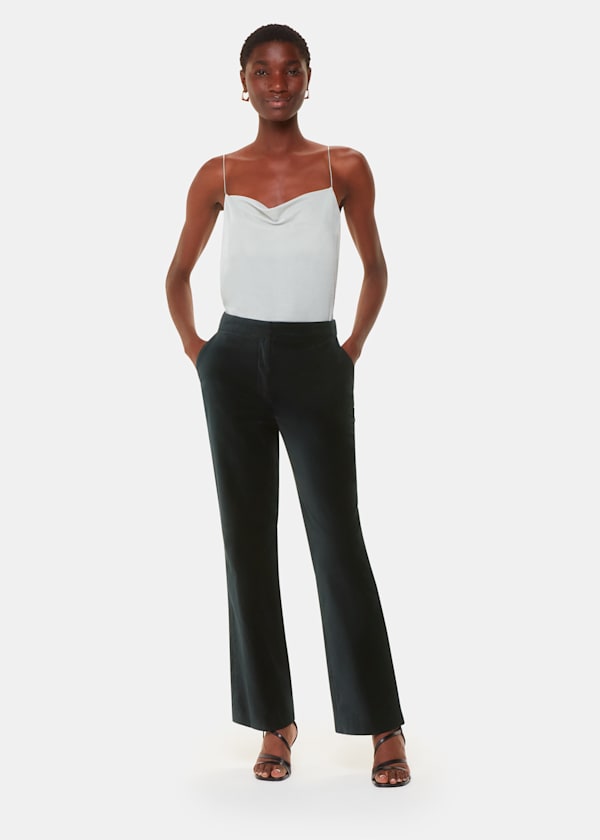 Black Helena Velvet Straight Pants 