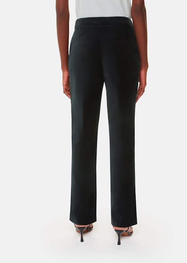 Black Helena Velvet Straight Pants 