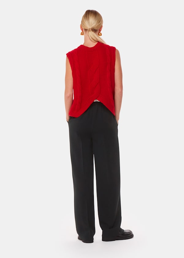 Black Crepe Waistband Detail Trouser