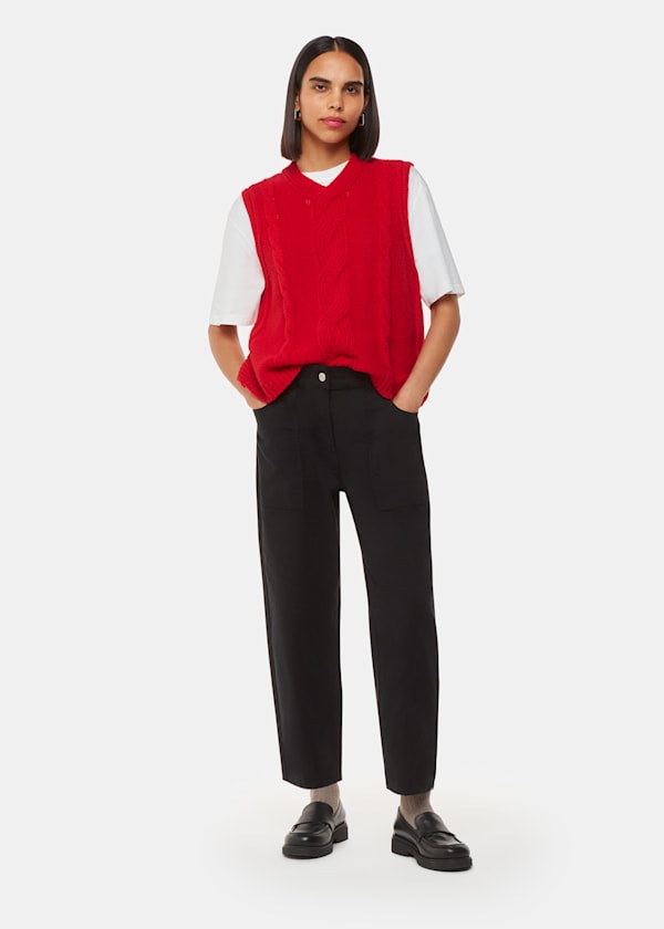 Solid Black Tessa Casual Trouser