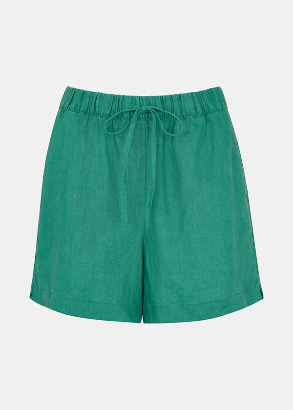Green Linen Elasticated Short