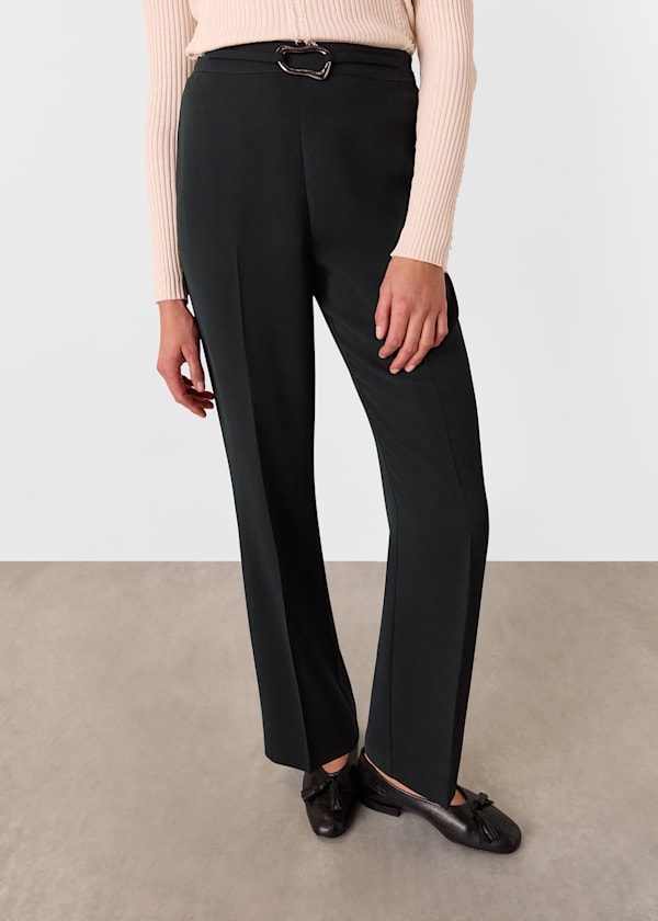 Black Corinna Belted Crepe Trouser