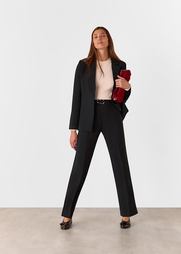 Black Corinna Belted Crepe Trouser