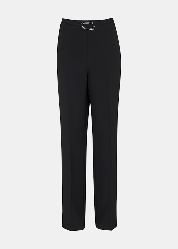 Black Corinna Belted Crepe Pants 