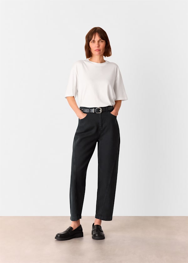 Washed Black Lola Cotton Blend Trouser
