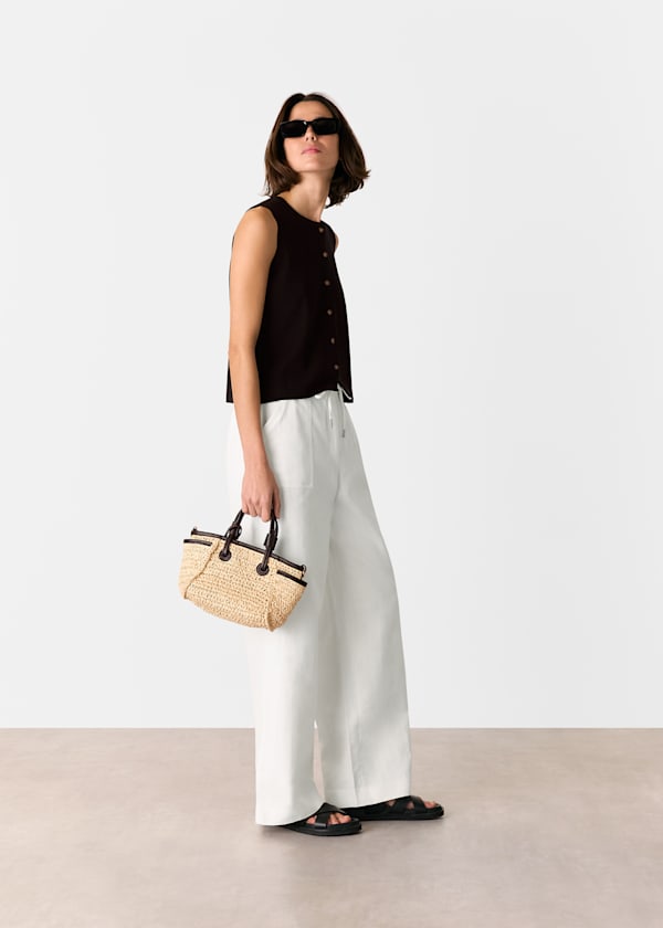 White Leona Linen Blend Trouser