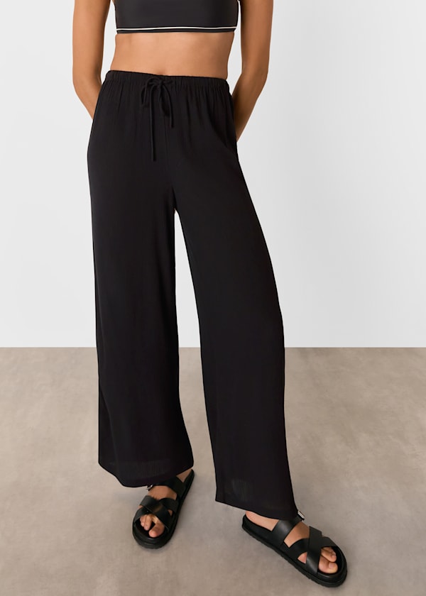 Black Tie Front Beach Pants 