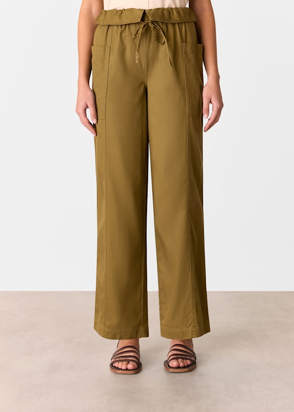 Khaki Paper Bag Waistband Trouser