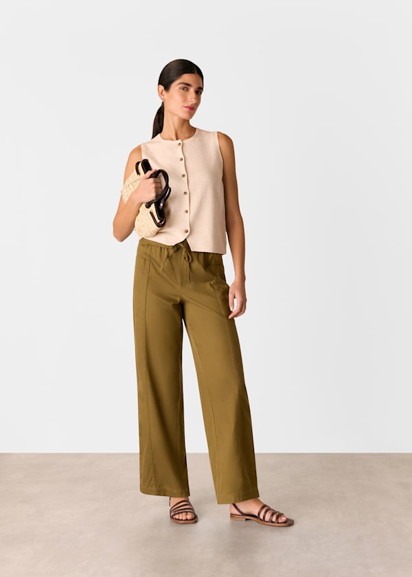 Khaki Paper Bag Waistband Trouser