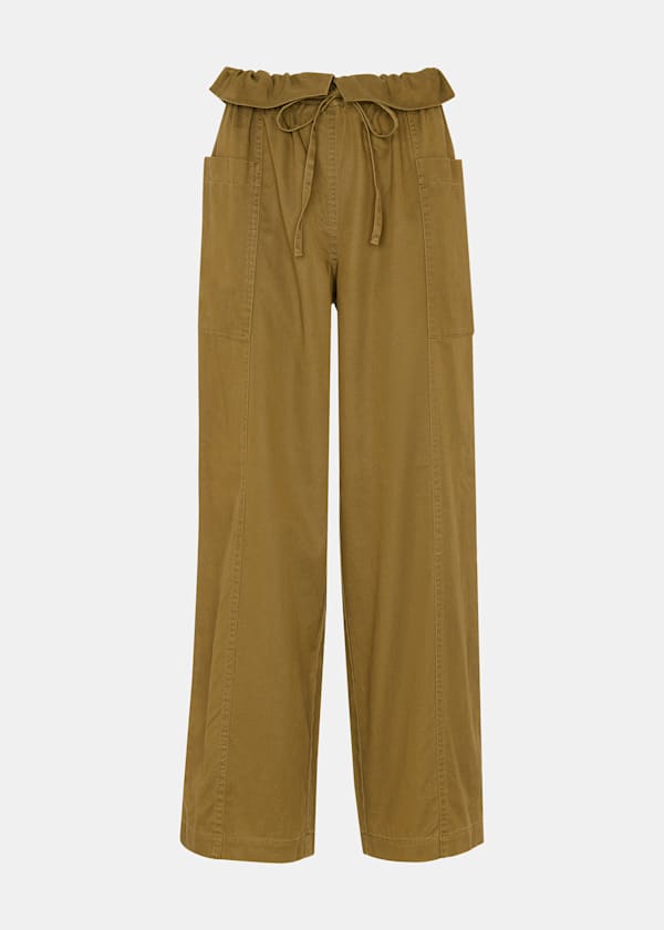 Khaki Paper Bag Waistband Trouser