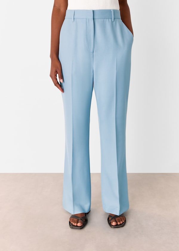 Blue Wool Blend Tailored Trouser