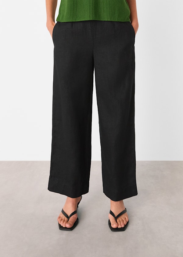 Black Linen Ankle Length Trouser
