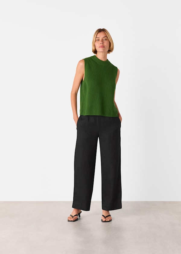 Black Linen Ankle Length Trouser