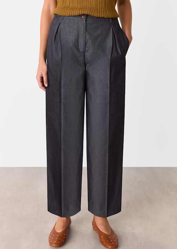 Dark Denim Indigo Barrel Leg Trouser