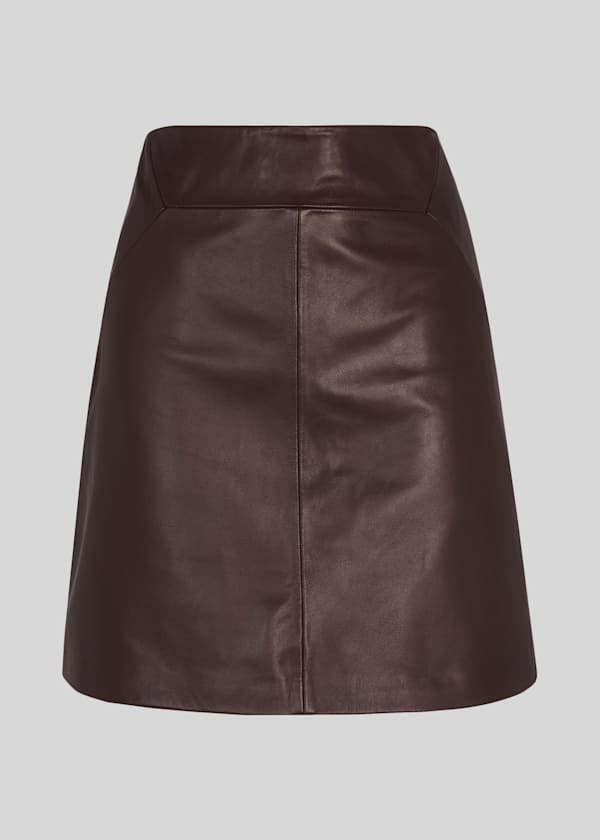 Burgundy Leather A line Skirt