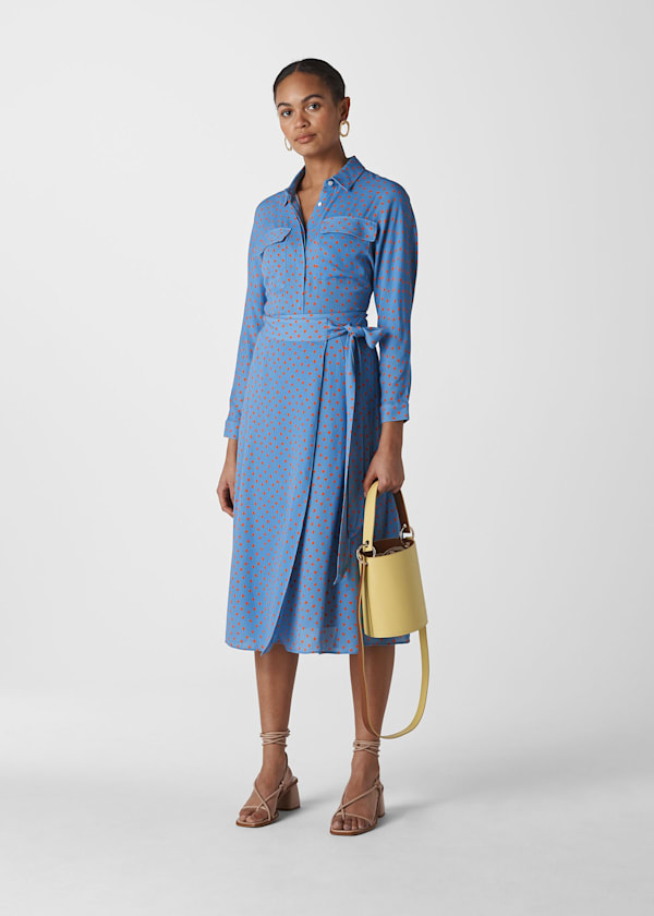 Blue Abstract Spot Wrap Kilt