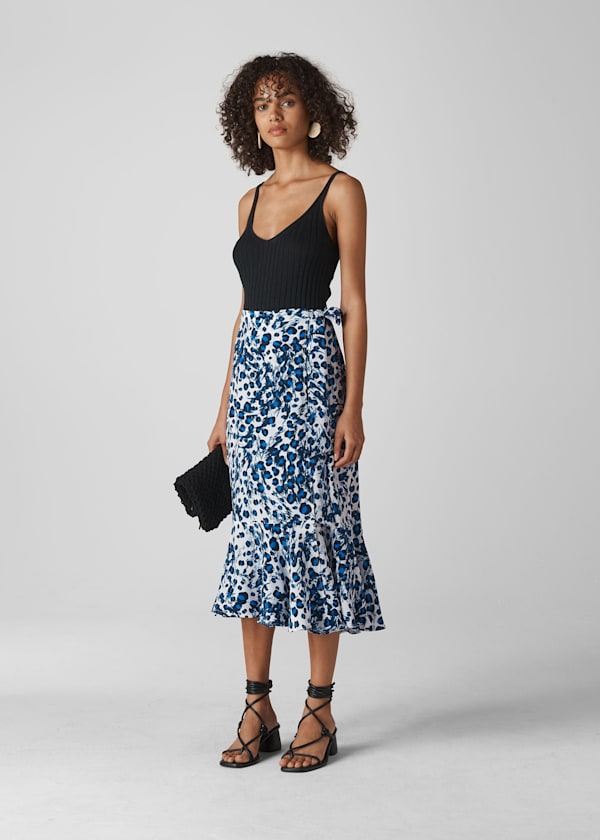 Brushed Leopard Wrap Skirt