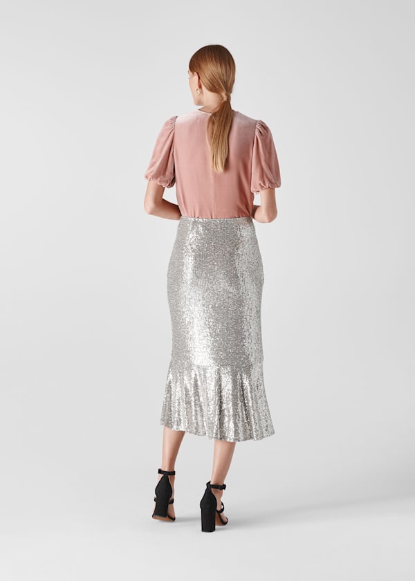 Silver Suki Sequin Skirt