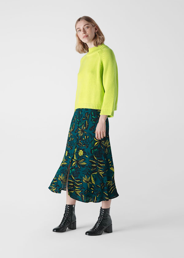 Assorted Leaves Print Skirt