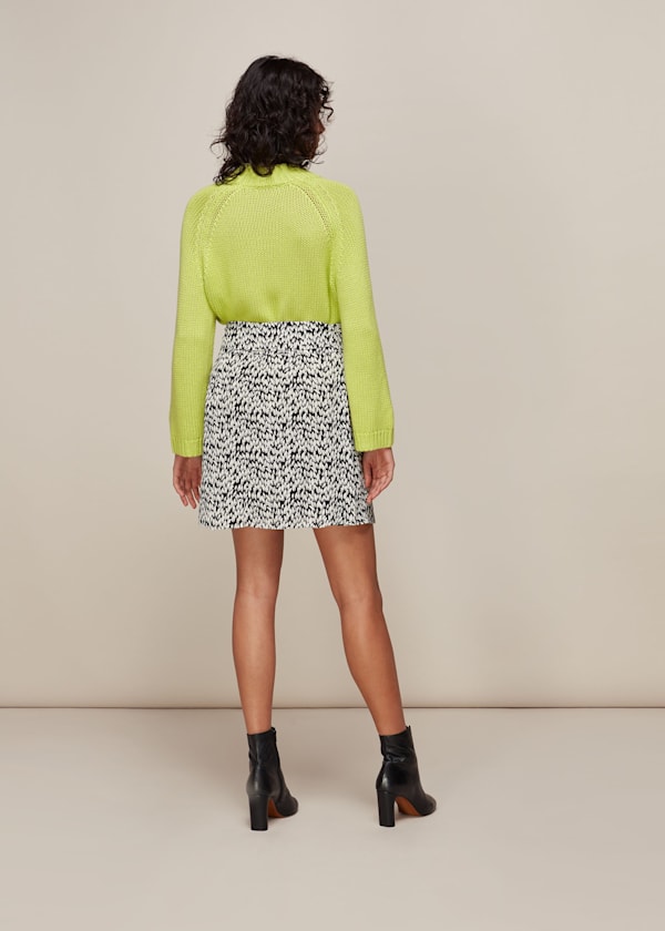 Black Petal Print Wrap Skirt