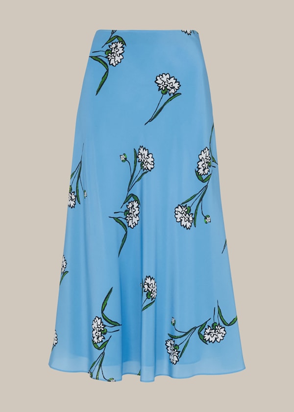 Sprig Floral Silk Bias Skirt