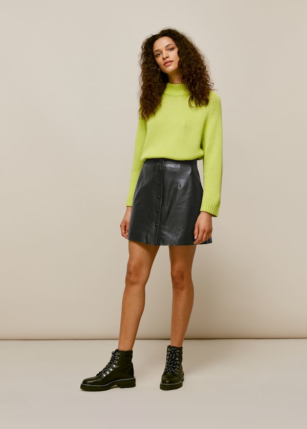 Abella Leather Button Skirt