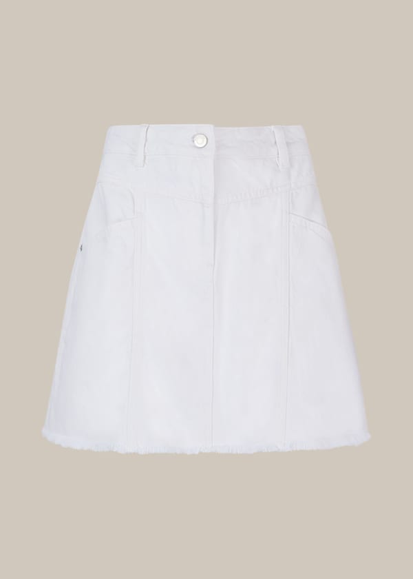 Seam Detail Frayed Denim Skirt