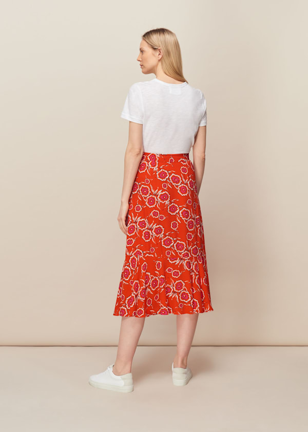 Multicolour Diagonal Floral Skirt