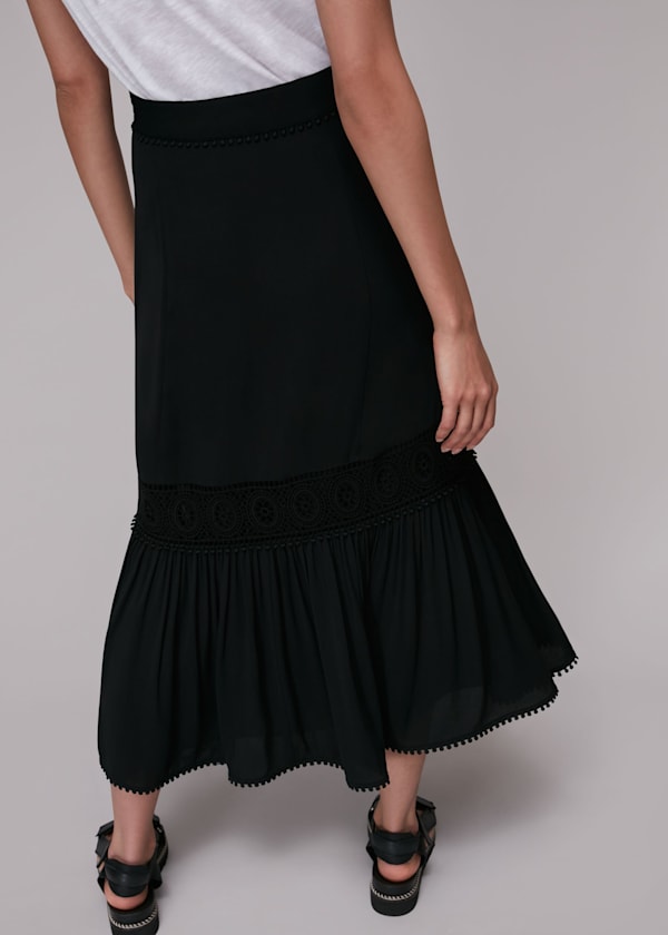 Black Ada Crochet Detail Skirt