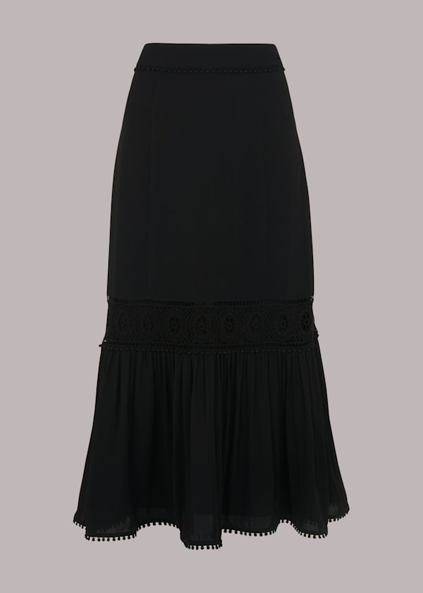 Black Ada Crochet Detail Skirt