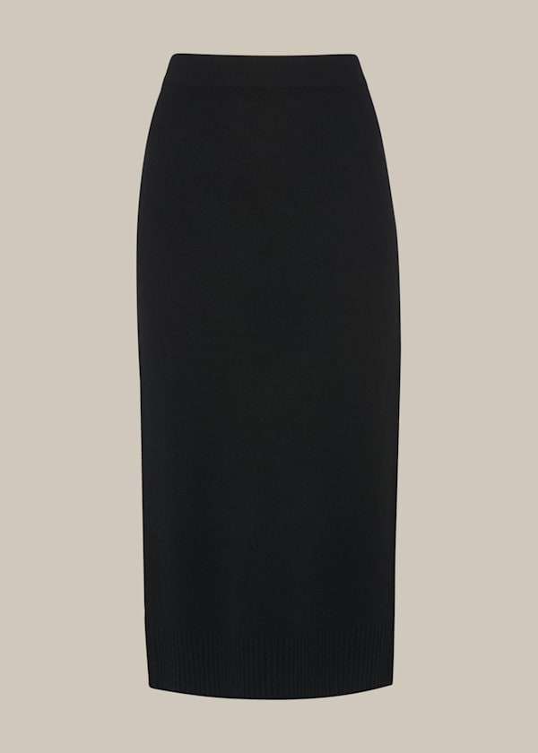 Black Knitted Merino Wool Tube Skirt