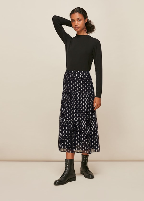 Black Metallic Dobby Skirt