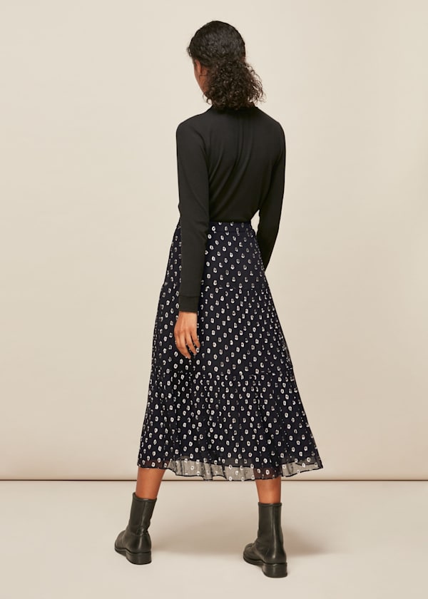 Black Metallic Dobby Skirt