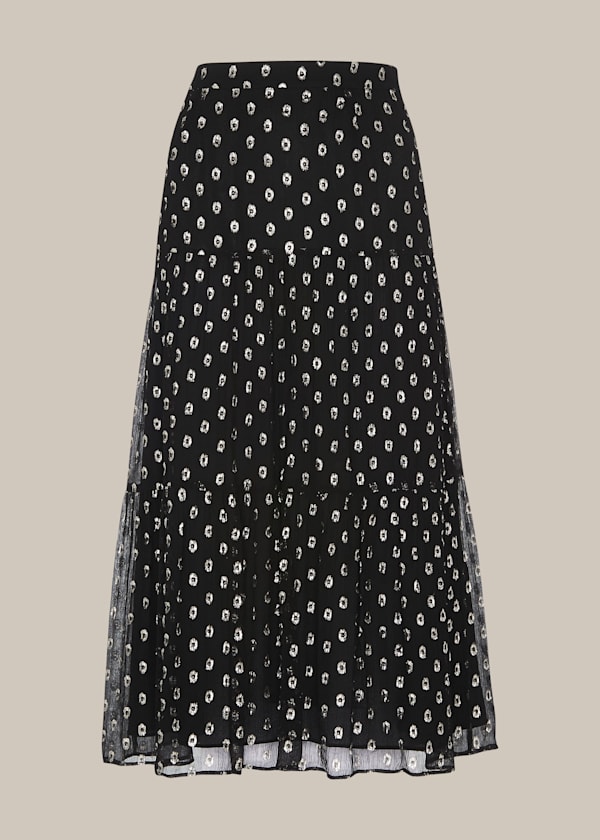 Black Metallic Dobby Skirt