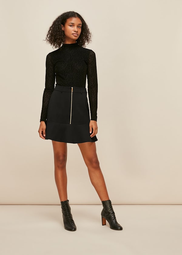 Black Ponte Peplum Skirt