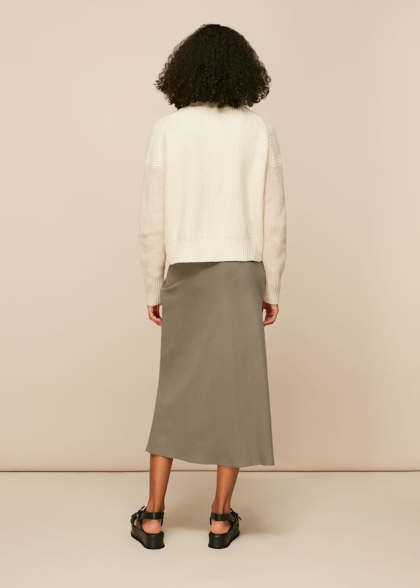 Khaki May Bias Cut Skirt