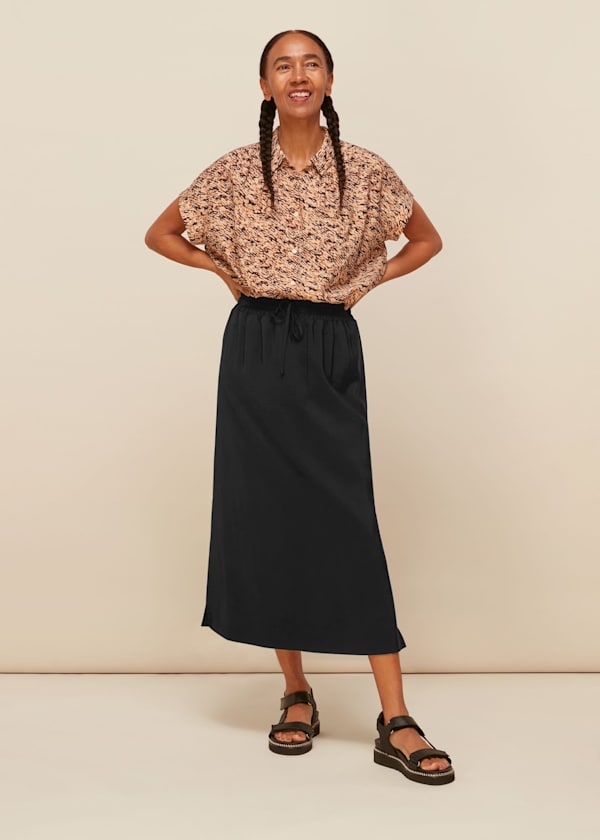 Black Sporty Drawstring Casual Skirt