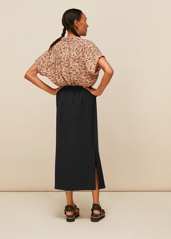 Black Sporty Drawstring Casual Skirt