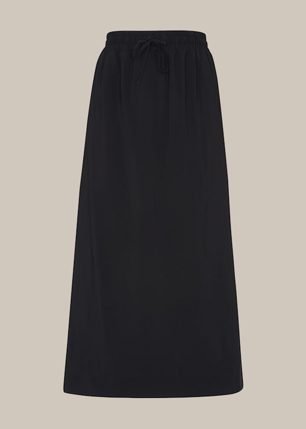 Black Sporty Drawstring Casual Skirt