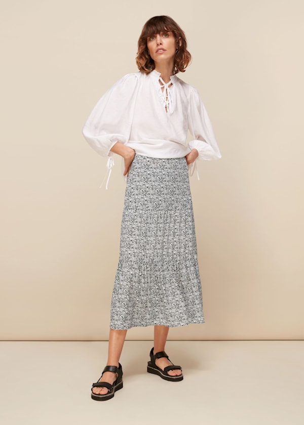 Black Mixed Animal Tiered Skirt